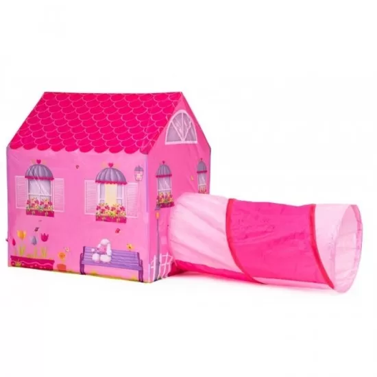 Cort de joaca pentru copii cu tunel Ecotoys roz Cort de joaca pentru copii cu tunel Ecotoys roz
