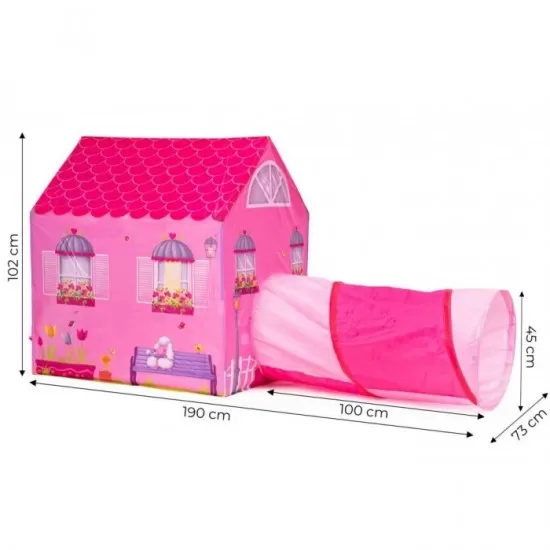 Cort de joaca pentru copii cu tunel Ecotoys roz Cort de joaca pentru copii cu tunel Ecotoys roz