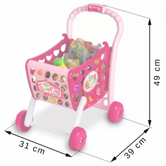 Cos de cumparaturi cu accesorii incluse Ricokids 773401 - Roz Cos de cumparaturi cu accesorii incluse Ricokids 773401 - Roz