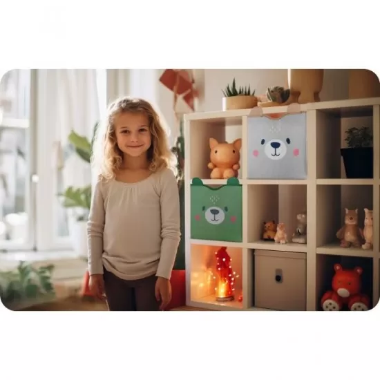 Cos de depozitare 2 in 1 cu salteluta de joaca pentru copii Nukido - Verde Cos de depozitare 2 in 1 cu salteluta de joaca pentru copii Nukido - Verde