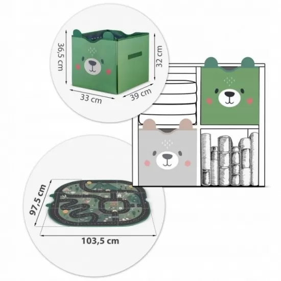 Cos de depozitare 2 in 1 cu salteluta de joaca pentru copii Nukido - Verde Cos de depozitare 2 in 1 cu salteluta de joaca pentru copii Nukido - Verde