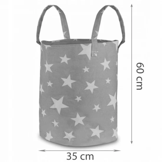 Cos mare pentru depozitarea jucariilor Nukido - Gri cu stele Cos mare pentru depozitarea jucariilor Nukido - Gri cu stele