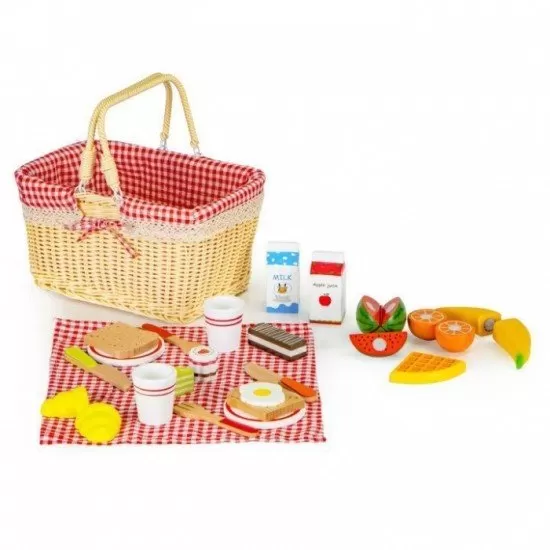 Cosulet din lemn XXL cu accesorii pentru picnic Ecotoys Cosulet din lemn XXL cu accesorii pentru picnic Ecotoys