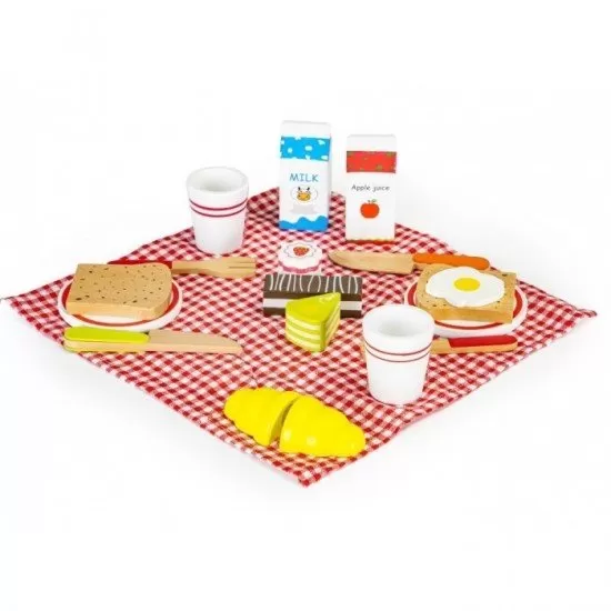 Cosulet din lemn XXL cu accesorii pentru picnic Ecotoys Cosulet din lemn XXL cu accesorii pentru picnic Ecotoys