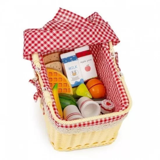 Cosulet din lemn XXL cu accesorii pentru picnic Ecotoys Cosulet din lemn XXL cu accesorii pentru picnic Ecotoys
