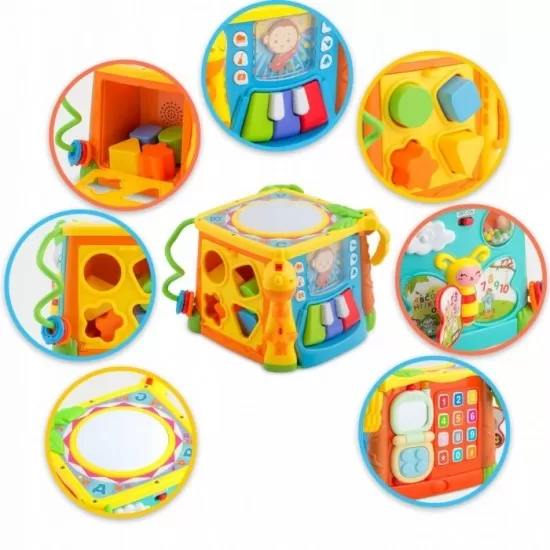 Cub educational cu blocuri, sunete si diverse activitati Ricokids RK-748 Cub educational cu blocuri, sunete si diverse activitati Ricokids RK-748