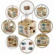 Cub educational din lemn cu diverse activitati, 15.5 x 17 cm, Nukido Cub educational din lemn cu diverse activitati, 15.5 x 17 cm, Nukido