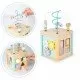 Cub educational din lemn cu labirint si sortator Ecotoys HM015472