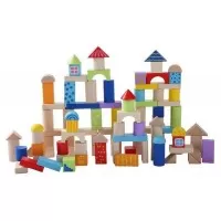 Set cuburi din lemn Ecotoys 100 piese