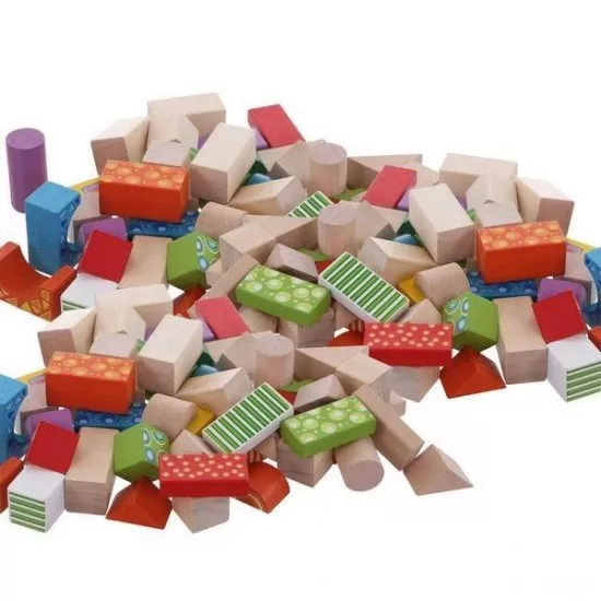 Set cuburi din lemn Ecotoys 100 piese Set cuburi din lemn Ecotoys 100 piese