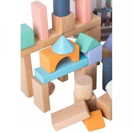 Cuburi din lemn Ecotoys 100 piese