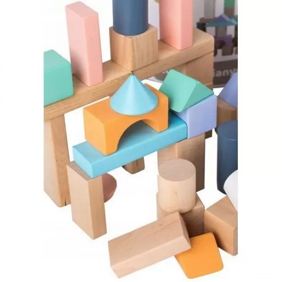 Cuburi din lemn Ecotoys 50 piese