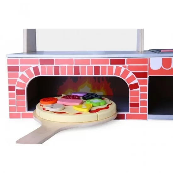 Cuptor pentru pizza din lemn cu accesorii Ecotoys 4366 Cuptor pentru pizza din lemn cu accesorii Ecotoys 4366