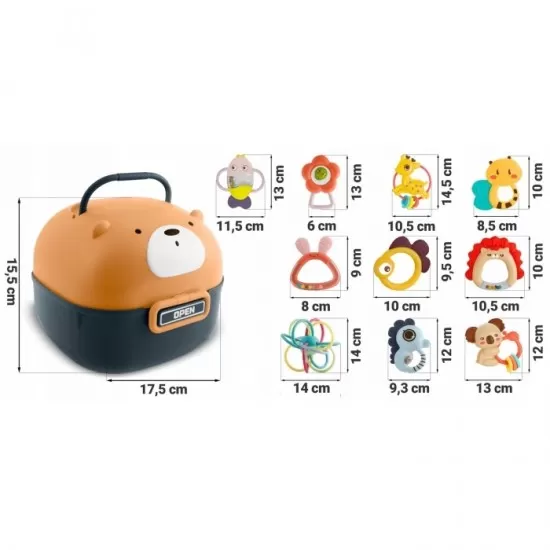 Cutie cu 10 jucarii pentru bebelusi Ricokids 773800 Cutie cu 10 jucarii pentru bebelusi Ricokids 773800