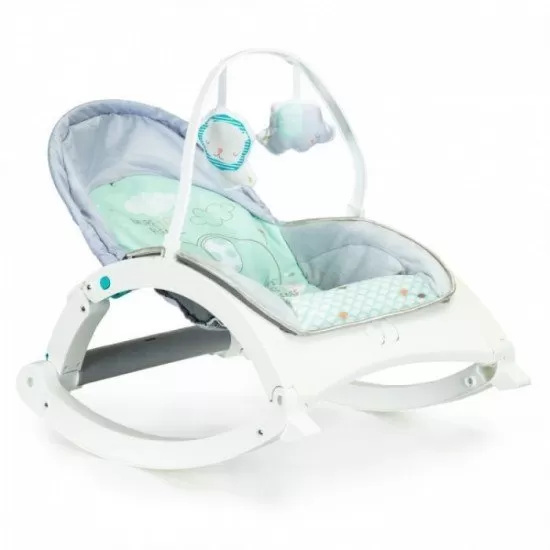 Fotoliu balansoar 3 In 1 cu vibratii si tava Ecotoys - Elefant