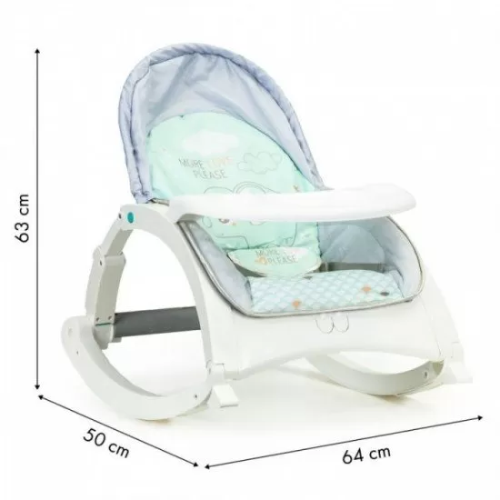 Fotoliu balansoar 3 In 1 cu vibratii si tava Ecotoys - Elefant