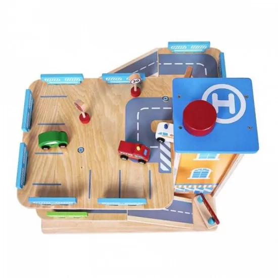 Garaj tip pista pentru masinute cu lift si masinute Ecotoys Garaj tip pista pentru masinute cu lift si masinute Ecotoys