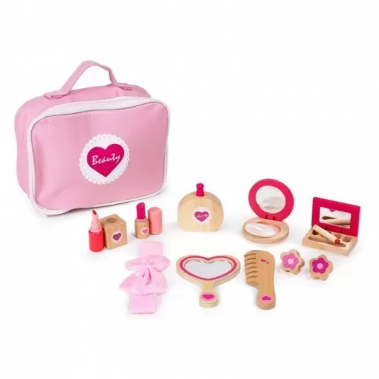 Gentuta de make-up cu 10 elemente din lemn Ecotoys Gentuta de make-up cu 10 elemente din lemn Ecotoys