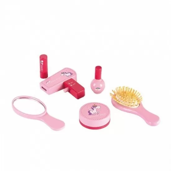 Gentuta de make-up cu 6 elemente din lemn Ecotoys PH10C001 Gentuta de make-up cu 6 elemente din lemn Ecotoys PH10C001