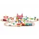 Joc circuit din lemn cu trenulet si masinute 90 piese Ecotoys Joc circuit din lemn cu trenulet si masinute 90 piese Ecotoys