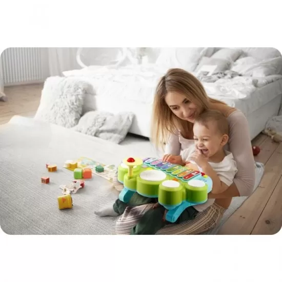 Jucarie educativa cu xilofon, pian, tobe si lumini Ricokids RK-751 Jucarie educativa cu xilofon, pian, tobe si lumini Ricokids RK-751