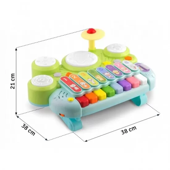Jucarie educativa cu xilofon, pian, tobe si lumini Ricokids RK-751 Jucarie educativa cu xilofon, pian, tobe si lumini Ricokids RK-751