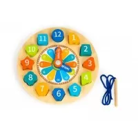 Jucarie educativa din lemn 3 in 1 tip ceas Ecotoys