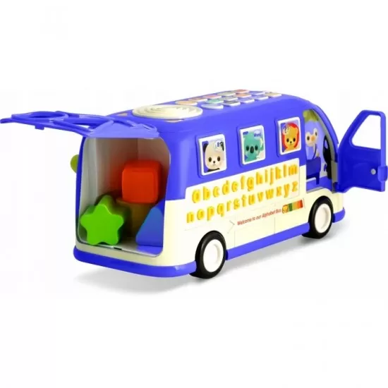 Jucarie educativa in forma de autobuz cu sunete si cuburi Ricokids RK-741 - Albastru Jucarie educativa in forma de autobuz cu sunete si cuburi Ricokids RK-741 - Albastru