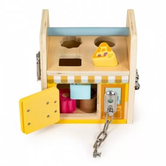 Jucarie educativa din lemn sub forma de cub cu sortator Ecotoys Jucarie educativa din lemn sub forma de cub cu sortator Ecotoys