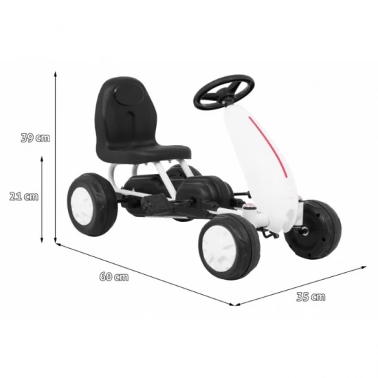 Kart cu pedale, roti si scaun din plastic B001, 60x35x39 cm, Gokart - Alb Kart cu pedale, roti si scaun din plastic B001, 60x35x39 cm, Gokart - Alb