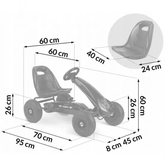 Kart cu pedale si roti gonflabile Gokart RK-590 Ricokids 759000 Negru Kart cu pedale si roti gonflabile Gokart RK-590 Ricokids 759000 Negru