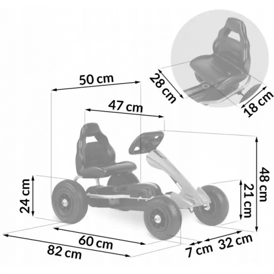 Kart cu pedale si roti gonflabile, Gokart RK-591, Ricokids - Negru Kart cu pedale si roti gonflabile, Gokart RK-591, Ricokids - Negru