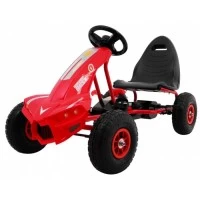 Kart cu pedale si roti gonflabile, varsta 3 ani+, 114x59x63 cm, Gokart Champion - Rosu
