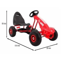 Kart cu pedale si roti gonflabile, varsta 3 ani+, 114x59x63 cm, Gokart Champion - Rosu