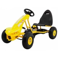 Kart cu pedale si roti gonflabile, varsta 3 ani+, 114x59x63 cm, Gokart Champion - Galben
