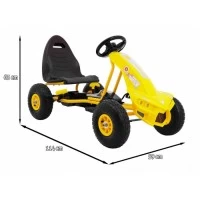 Kart cu pedale si roti gonflabile, varsta 3 ani+, 114x59x63 cm, Gokart Champion - Galben