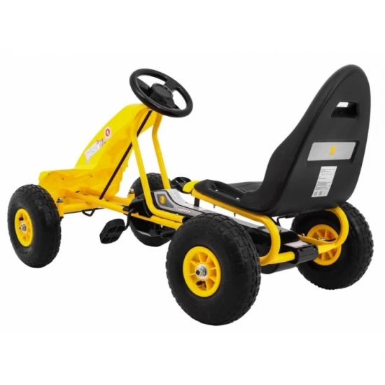 Kart cu pedale si roti gonflabile, varsta 3 ani+, 114x59x63 cm, Gokart Champion - Galben Kart cu pedale si roti gonflabile, varsta 3 ani+, 114x59x63 cm, Gokart Champion - Galben