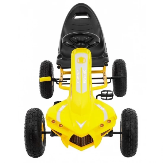 Kart cu pedale si roti gonflabile, varsta 3 ani+, 114x59x63 cm, Gokart Champion - Galben Kart cu pedale si roti gonflabile, varsta 3 ani+, 114x59x63 cm, Gokart Champion - Galben