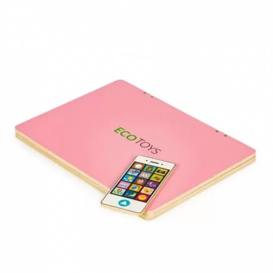 Laptop educational din lemn cu magnet si taste din lemn Ecotoys G068 - Roz Laptop educational din lemn cu magnet si taste din lemn Ecotoys G068 - Roz