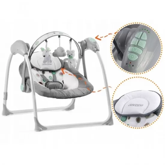 Leagan electric cu muzica Ricokids 7321 - Gri Leagan electric cu muzica Ricokids 7321 - Gri