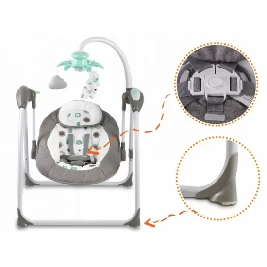 Leagan electric cu muzica Ricokids Premium 7322 - Gri Leagan electric cu muzica Ricokids Premium 7322 - Gri