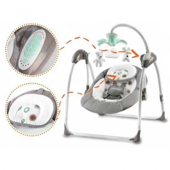 Leagan electric cu muzica Ricokids Premium 7322 - Gri Leagan electric cu muzica Ricokids Premium 7322 - Gri