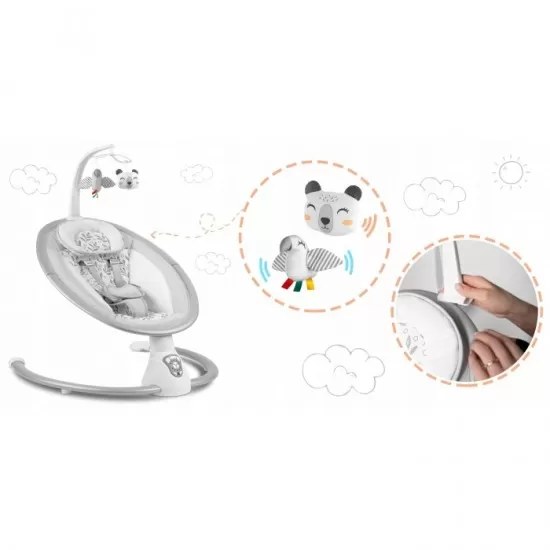 Leagan electric cu vibratii, muzica si jucarii Ricokids 705000, Gri Leagan electric cu vibratii, muzica si jucarii Ricokids 705000, Gri