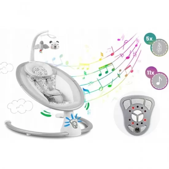 Leagan electric cu vibratii, muzica si jucarii Ricokids 705000, Gri Leagan electric cu vibratii, muzica si jucarii Ricokids 705000, Gri