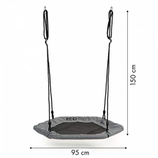 Leagan pentru copii hexagonal, tip cuib de barza, suspendat, Ecotoys MIR6023 - Gri Leagan pentru copii hexagonal, tip cuib de barza, suspendat, Ecotoys MIR6023 - Gri