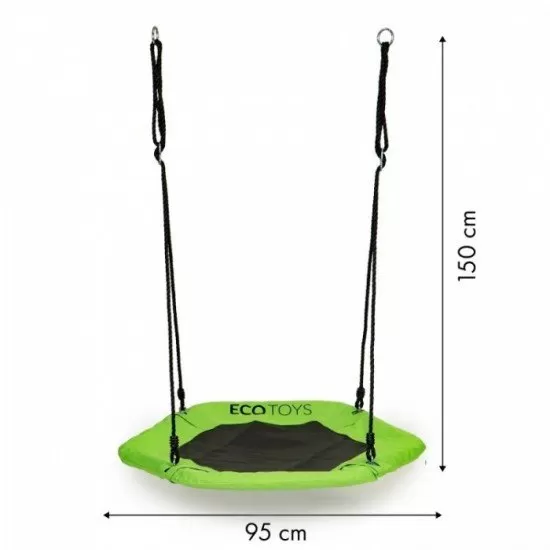 Leagan pentru copii hexagonal, tip cuib de barza, suspendat, Ecotoys MIR6023 - Verde Leagan pentru copii hexagonal, tip cuib de barza, suspendat, Ecotoys MIR6023 - Verde