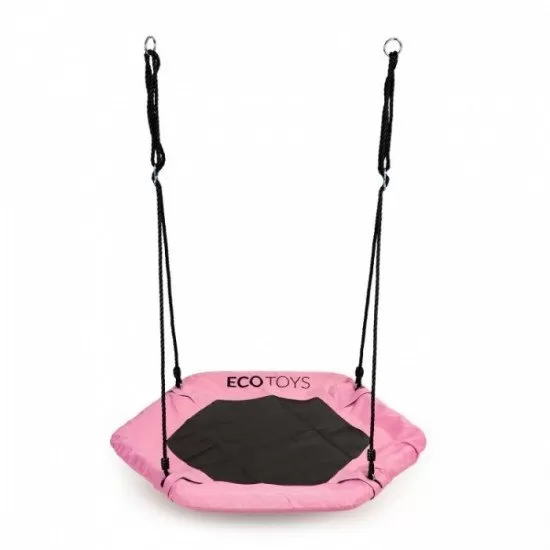 Leagan pentru copii hexagonal, tip cuib de barza, suspendat, Ecotoys MIR6023 - Roz Leagan pentru copii hexagonal, tip cuib de barza, suspendat, Ecotoys MIR6023 - Roz