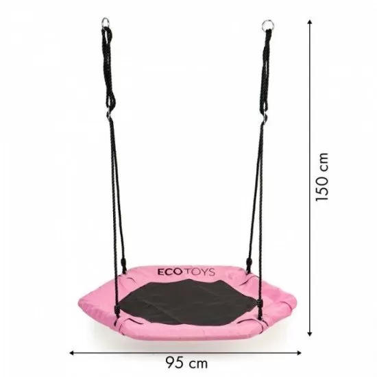 Leagan pentru copii hexagonal, tip cuib de barza, suspendat, Ecotoys MIR6023 - Roz Leagan pentru copii hexagonal, tip cuib de barza, suspendat, Ecotoys MIR6023 - Roz