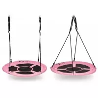 Leagan pentru copii rotund, tip cuib de barza, suspendat, 110 cm, Ecotoys MIR6001 - Roz