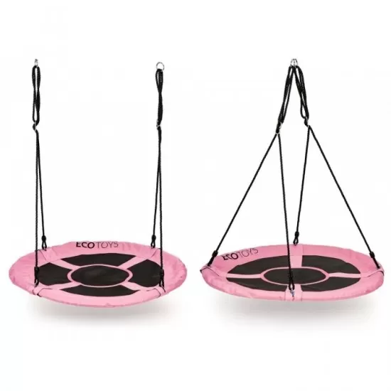 Leagan pentru copii rotund, tip cuib de barza, suspendat, 110 cm, Ecotoys MIR6001 - Roz Leagan pentru copii rotund, tip cuib de barza, suspendat, 110 cm, Ecotoys MIR6001 - Roz